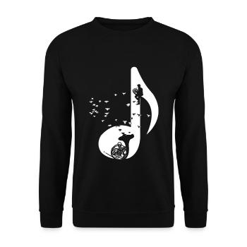 French Horn Spieler T-Shirt Geschenk Note - Unisex Pullover - Schwarz - Vorne - Alina (178cm) & Michal (187cm)