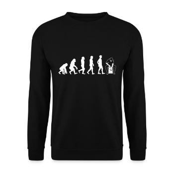 Evolution Cajón T-Shirt Geschenk Cajon Kachon - Unisex Pullover - Schwarz - Vorne - Alina (178cm) & Michal (187cm)