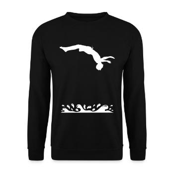 Wasserspringer Turmspringer T-Shirt Geschenk - Unisex Pullover - Schwarz - Vorne - Alina (178cm) & Michal (187cm)