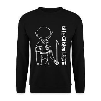 Chons The Wanderer Egypt Deity God Shirt - Unisex Sweatshirt - black - Front - Alina (178cm) & Michal (187cm)