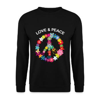 Peace Zeichen Frieden Shirt Geschenk - Unisex Pullover - Schwarz - Vorne - Alina (178cm) & Michal (187cm)