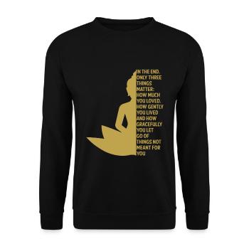 Paroles de yoga Chemise Cadeau Yoga Trainer Yoga - Sweat-shirt Unisexe - noir - Devant - Alina (178cm) & Michal (187cm)