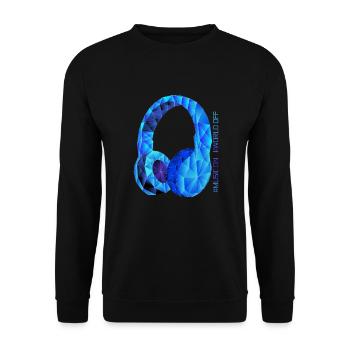 Kopfhörer geometrische Musik auf, Welt aus Poly - Unisex Pullover - Schwarz - Vorne - Alina (178cm) & Michal (187cm)