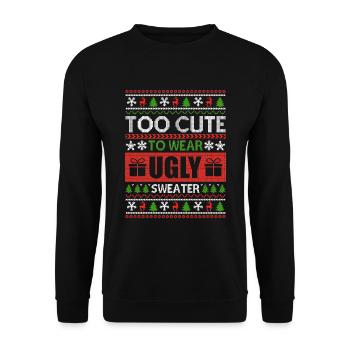 Hässliche Hirsch Ugly Weihnachts-Shirts Pulli - Unisex Pullover - Schwarz - Vorne - Alina (178cm) & Michal (187cm)