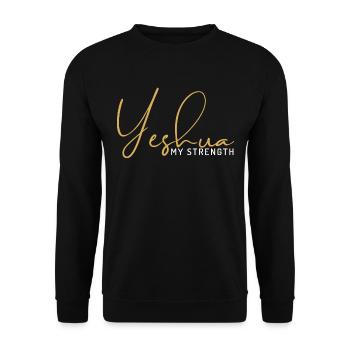 Yeshua My Strength – Christian - Unisex Sweatshirt - black - Front - Alina (178cm) & Michal (187cm)