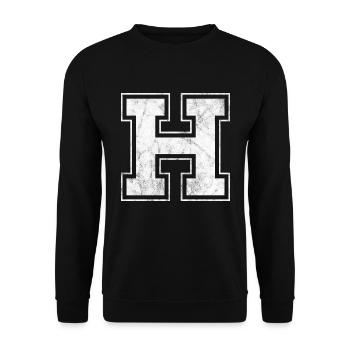 Letter H - Unisex Sweatshirt - black - Front - Alina (178cm) & Michal (187cm)