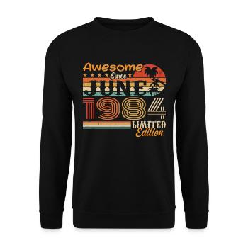 June 1984 Retro Vintage June 1984 birthday - Unisex Sweatshirt - black - Front - Alina (178cm) & Michal (187cm)