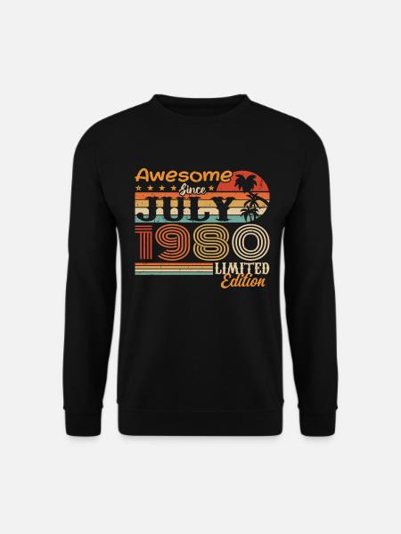 Juli 1980 Juli Geburtstagsgeschenk Juli 1980 - Unisex Pullover - Schwarz