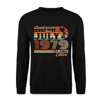 Juillet 1979 Juillet Cadeau d’anniversaire Juillet 1979 - Sweat-shirt Unisexe - noir - Devant - Alina (178cm) & Michal (187cm)