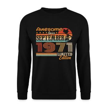 September 1971 - Birthday 1971 September - Unisex Sweatshirt - black - Front - Alina (178cm) & Michal (187cm)