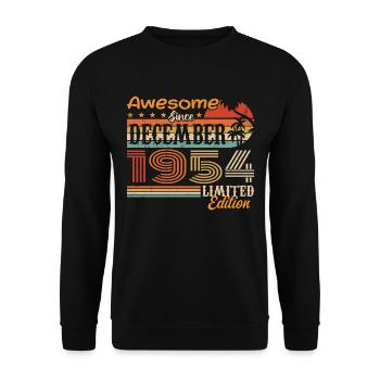 Retro Vintage Legendär Geburtstag Dezember 1954 - Unisex Pullover - Schwarz - Vorne - Alina (178cm) & Michal (187cm)