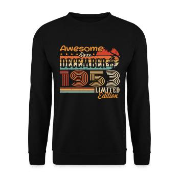 Retro Vintage Legendär Geburtstag Dezember 1953 - Unisex Pullover - Schwarz - Vorne - Alina (178cm) & Michal (187cm)