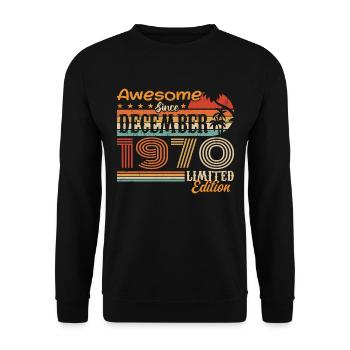 Retro Vintage Legendär Geburtstag Dezember 1970 - Unisex Pullover - Schwarz - Vorne - Alina (178cm) & Michal (187cm)