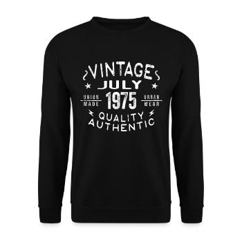 Juillet 1975 Anniversaire en 1975 Cadeau d’anniversaire - Sweat-shirt Unisexe - noir - Devant - Alina (178cm) & Michal (187cm)