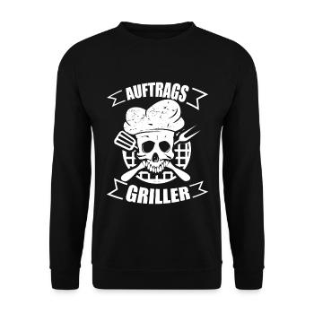 Auftragsgriller Grillen Geschenk Geschenkidee - Unisex Pullover - Schwarz - Vorne - Alina (178cm) & Michal (187cm)
