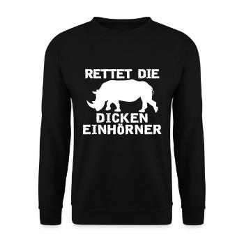 Rettet die dicken Einhörner - Unisex Pullover - Schwarz - Vorne - Alina (178cm) & Michal (187cm)