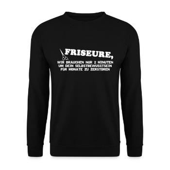 Friseur T-Shirt - Unisex Pullover - Schwarz - Vorne - Alina (178cm) & Michal (187cm)