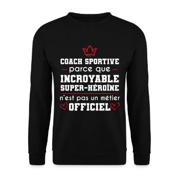 cadeau incroyable super héroïne coach sportive - Sweat-shirt Unisexe - noir - Devant - Alina (178cm) & Michal (187cm)