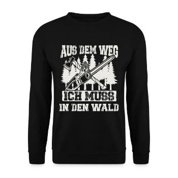 Aus dem Weg ich muss in den Wald - Unisex Pullover - Schwarz - Vorne - Alina (178cm) & Michal (187cm)