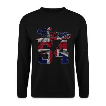72E ANNIVERSAIRE UK MILLÉSIME 1954 - Sweat-shirt Unisexe - noir - Devant - Alina (178cm) & Michal (187cm)