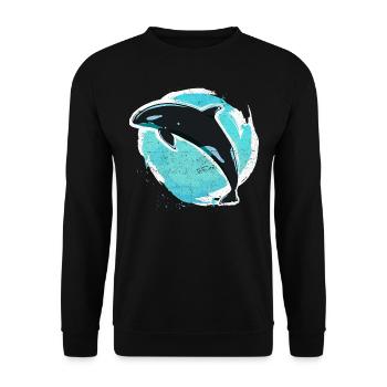 Vintage killer whale killer whale - Unisex Sweatshirt - black - Front - Alina (178cm) & Michal (187cm)