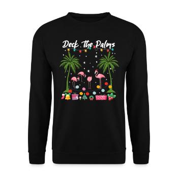 Pont de Noël The Palms Pink Flamingos Holiday - Sweat-shirt Unisexe - noir - Devant - Alina (178cm) & Michal (187cm)