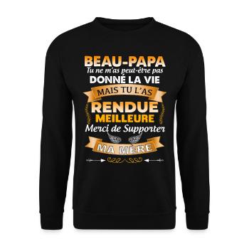 Beau papa parfait, idée cadeau famille - Sweat-shirt Unisexe - noir - Devant - Alina (178cm) & Michal (187cm)