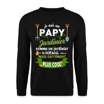 Papy jardinier, humour cadeau grand père - Sweat-shirt Unisexe - noir - Devant - Alina (178cm) & Michal (187cm)