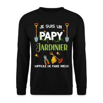 Papy jardinier perfection - Sweat-shirt Unisexe - noir - Devant - Alina (178cm) & Michal (187cm)