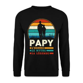 Mon Papy, l'homme, le mythe la légende et mon pote - Sweat-shirt Unisexe - noir - Devant - Alina (178cm) & Michal (187cm)