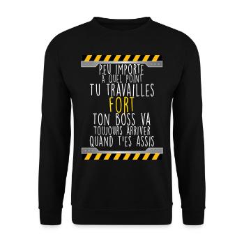 Chantier Idée Cadeau Métier Construction Batiment - Sweat-shirt Unisexe - noir - Devant - Alina (178cm) & Michal (187cm)