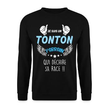Je Suis Un Tonton Parrain Qui Déchire Sa Race - Sweat-shirt Unisexe - noir - Devant - Alina (178cm) & Michal (187cm)