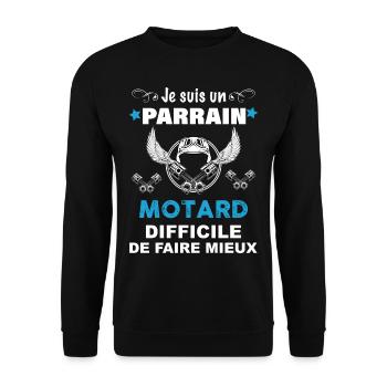 Parrain Motard Parfait - Sweat-shirt Unisexe - noir - Devant - Alina (178cm) & Michal (187cm)