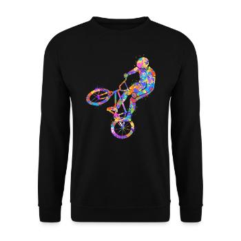 BMX Bike Rider coloré Cycliste BMX - Sweat-shirt Unisexe - noir - Devant - Alina (178cm) & Michal (187cm)