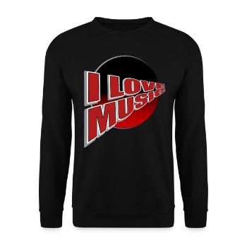 Ich liebe Musik - du auch? - Unisex Pullover - Schwarz - Vorne - Alina (178cm) & Michal (187cm)