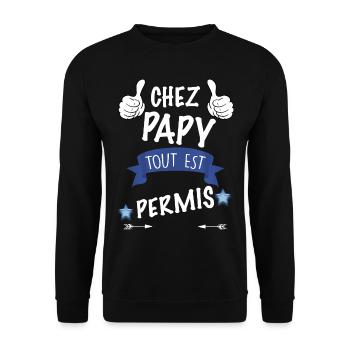 Papy Cool Idée Cadeau Humour Grand Père - Sweat-shirt Unisexe - noir - Devant - Alina (178cm) & Michal (187cm)