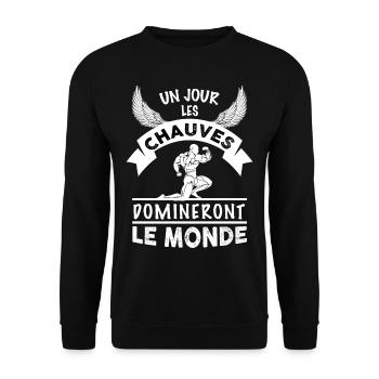 Chauves Cadeau Humour Homme Papa Tonton - Sweat-shirt Unisexe - noir - Devant - Alina (178cm) & Michal (187cm)