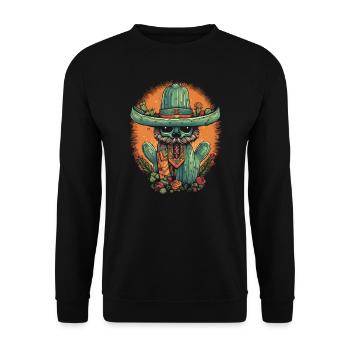 Crazy Cactus Western Figurine - Unisex Sweatshirt - black - Front - Alina (178cm) & Michal (187cm)