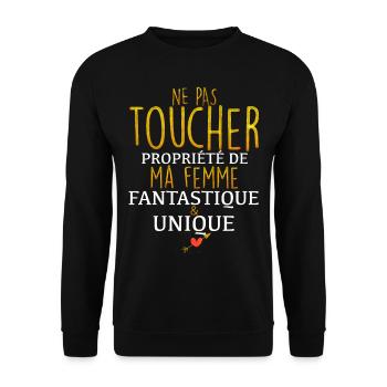 Ne Pas Toucher Propriété De Ma Femme - Sweat-shirt Unisexe - noir - Devant - Alina (178cm) & Michal (187cm)