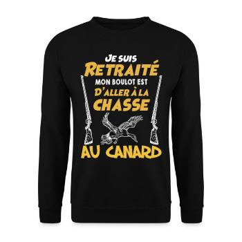 Retraité Et Chasseur De Canard Humour Chasse - Sweat-shirt Unisexe - noir - Devant - Alina (178cm) & Michal (187cm)