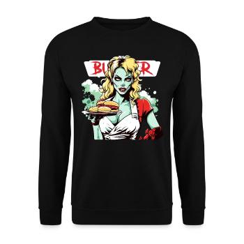 Burger Girl - Unisex Pullover - Schwarz - Vorne - Alina (178cm) & Michal (187cm)