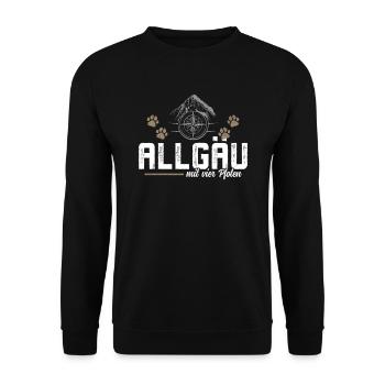 Wandern mit Hund im Allgäu - Unisex Pullover - Schwarz - Vorne - Alina (178cm) & Michal (187cm)