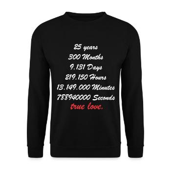 Chemise anniversaire de mariage en argent 25 ans mariés - Sweat-shirt Unisexe - noir - Devant - Alina (178cm) & Michal (187cm)