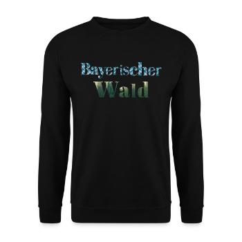bayerischer Wald Schriftzug blau weiß und Wald - Unisex Pullover - Schwarz - Vorne - Alina (178cm) & Michal (187cm)