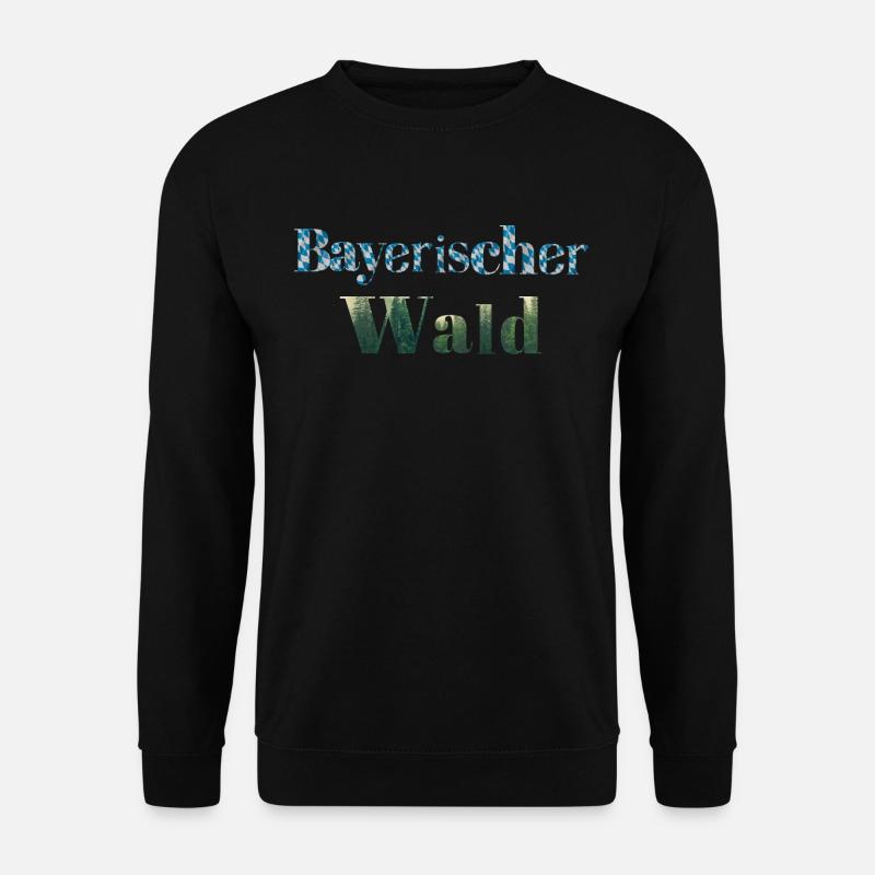 bayerischer Wald Schriftzug blau weiß und Wald - Unisex Pullover - Schwarz