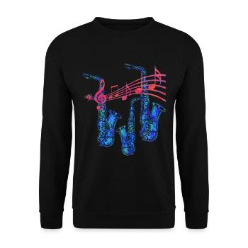 saxophone - Sweat-shirt Unisexe - noir - Devant - Alina (178cm) & Michal (187cm)