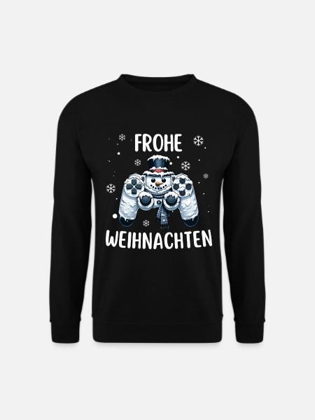 Schneemann Schneeflocke Gamepad Gaming Weihnachten - Unisex Pullover - Schwarz