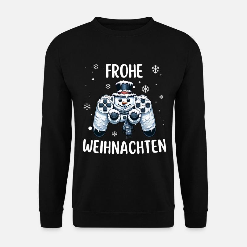 Schneemann Schneeflocke Gamepad Gaming Weihnachten - Unisex Pullover - Schwarz