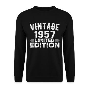 Baujahr 1957 Geburtsjahr Geburtstag 1957 vintage - Unisex Pullover - Schwarz - Vorne - Alina (178cm) & Michal (187cm)