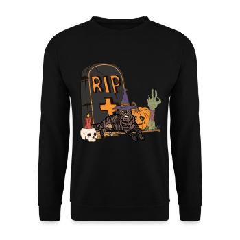 Cute and creepy shorthair cat Halloween - Unisex Sweatshirt - black - Front - Alina (178cm) & Michal (187cm)